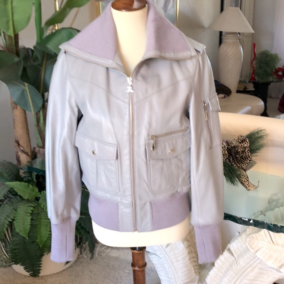 🌸JENNIFER LOPEZ🌸LEATHER  JLO JACKET LILAC IN COLOR XCLT CONDITION - Picture 1 of 11